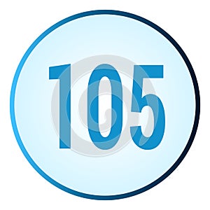 Number 105 symbol or logo with round frame in blue gradient color