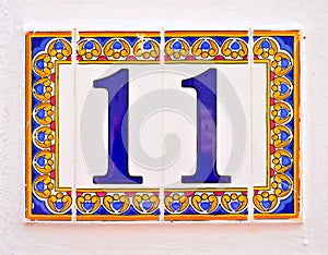 Number 11, eleven, floral decorative numbers, large.