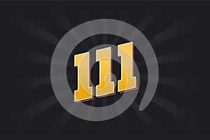 Number 111 vector font alphabet. Yellow 111 number with black background