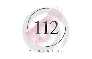 Number 112 Watercolor Stroke Logo Design with Circular Brush Pattern