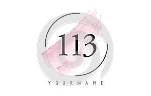 Number 113 Watercolor Stroke Logo Design with Circular Brush Pattern