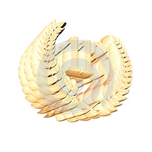Number 117 with laurel wreath or honor wreath as a 3D-illustration, 3D-rendering