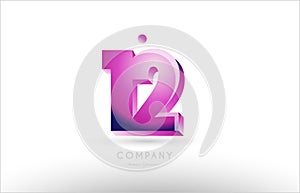 number 12 twelve black white pink logo icon design
