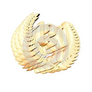 Number 120 with laurel wreath or honor wreath as a 3D-illustration, 3D-rendering