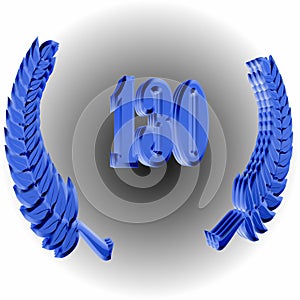 Number 130 with laurel wreath or honor wreath as a 3D-illustration, 3D-rendering