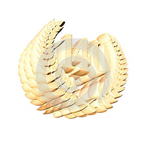 Number 140 with laurel wreath or honor wreath as a 3D-illustration, 3D-rendering