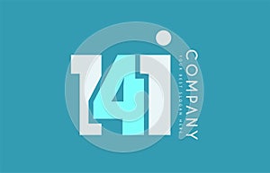 number 141 blue white cyan logo icon design