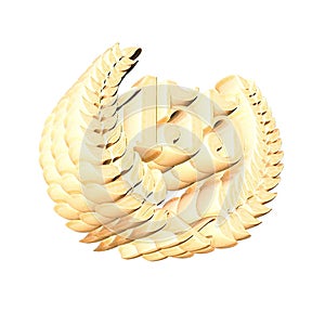 Number 155 with laurel wreath or honor wreath as a 3D-illustration, 3D-rendering