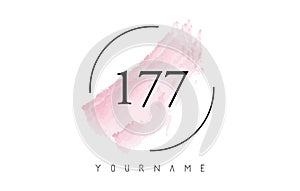 Number 177  Watercolor Stroke Logo Design with Circular Brush Pattern