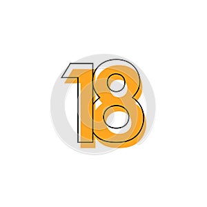 Number 18 Vector Template Design Illustration Design for Anniversary Celebration