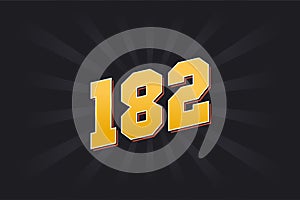 Number 182 vector font alphabet. Yellow 182 number with black background