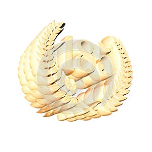 Number 185 with laurel wreath or honor wreath as a 3D-illustration, 3D-rendering