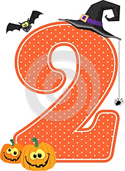 Number 2 with halloween design elements
