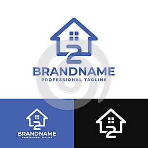 Number 2 Home Logo, Suitable for any business related to house, real estate, construction, interior with Number 2