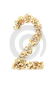 Number 2 made of pencil shavings