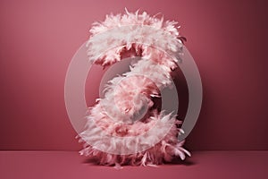 number 2 made with pink feathers, AI generated