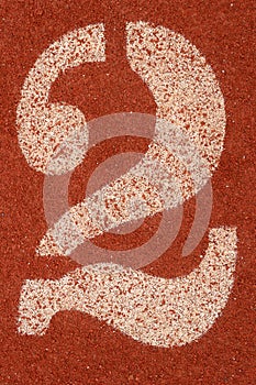 Number 2 on the rubber floor for running athletics background
