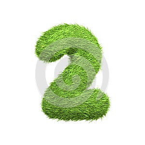 The number 2 shaped from dense green grass, set against a pure white backdrop