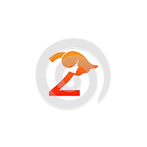 Number 2 with woman face logo icon design vector