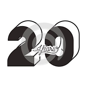 Number 20 for anniversary celebration card icon