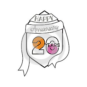 Number 20 for anniversary celebration card icon