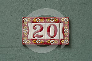 Number 20 of enamelled tiles