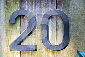 Number 20 from iron on wood