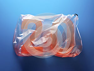 Number 20 packed in a new plastic bag. New Year conceptual background.