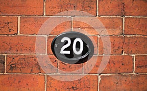 Number 20 twenty on wall