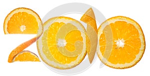 Number 2010 made of orange slices