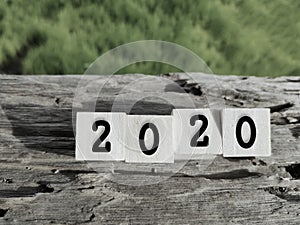 number 2020 on wooden blocks