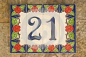 Number 21 of enameled tiles