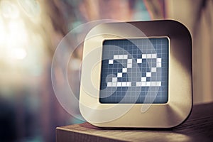 The Number 22 On A Digital Calendar, Thermostat Or Timer