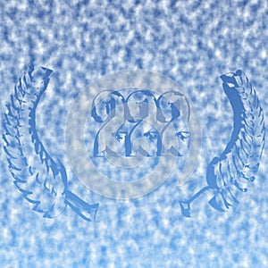 Number 222 with laurel wreath or honor wreath as a 3D-illustration, 3D-rendering