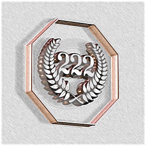 Number 222 with laurel wreath or honor wreath as a 3D-illustration, 3D-rendering