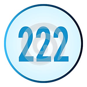 Number 222 symbol or logo with round frame in blue gradient color