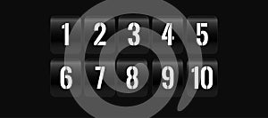 Countdown clock counter timer. Vector icon on white background. Collection of mechanical flip countdown numbers. Timer, scoreboard