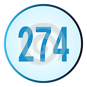 Number 24 symbol or logo with round frame in blue gradient color