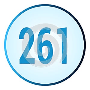 Number 261 symbol or logo with round frame in blue gradient color