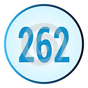 Number 262 symbol or logo with round frame in blue gradient color