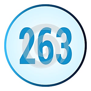 Number 263 symbol or logo with round frame in blue gradient color