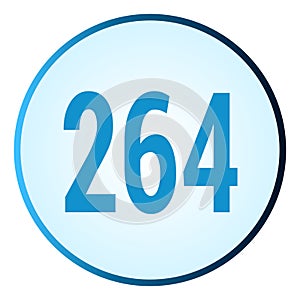 Number 264 symbol or logo with round frame in blue gradient color