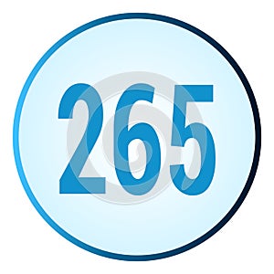 Number 265 symbol or logo with round frame in blue gradient color