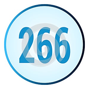 Number 266 symbol or logo with round frame in blue gradient color