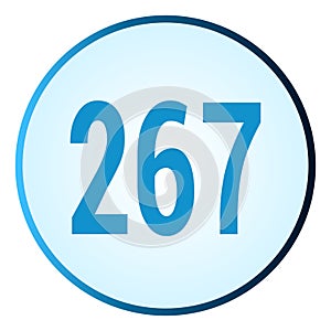 Number 267 symbol or logo with round frame in blue gradient color