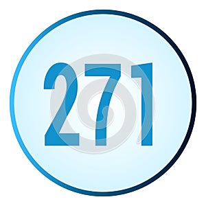 Number 271 symbol or logo with round frame in blue gradient color