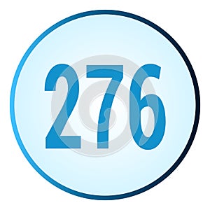 Number 276 symbol or logo with round frame in blue gradient color