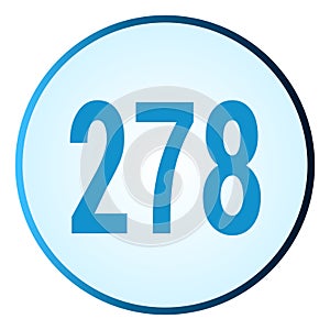 Number 278 symbol or logo with round frame in blue gradient color