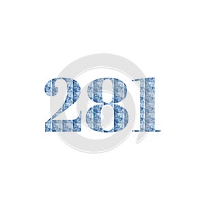 number 281 design with cloud texture on white background