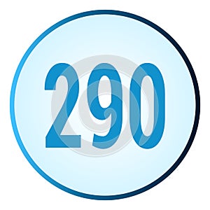 Number 290 symbol or logo with round frame in blue gradient color